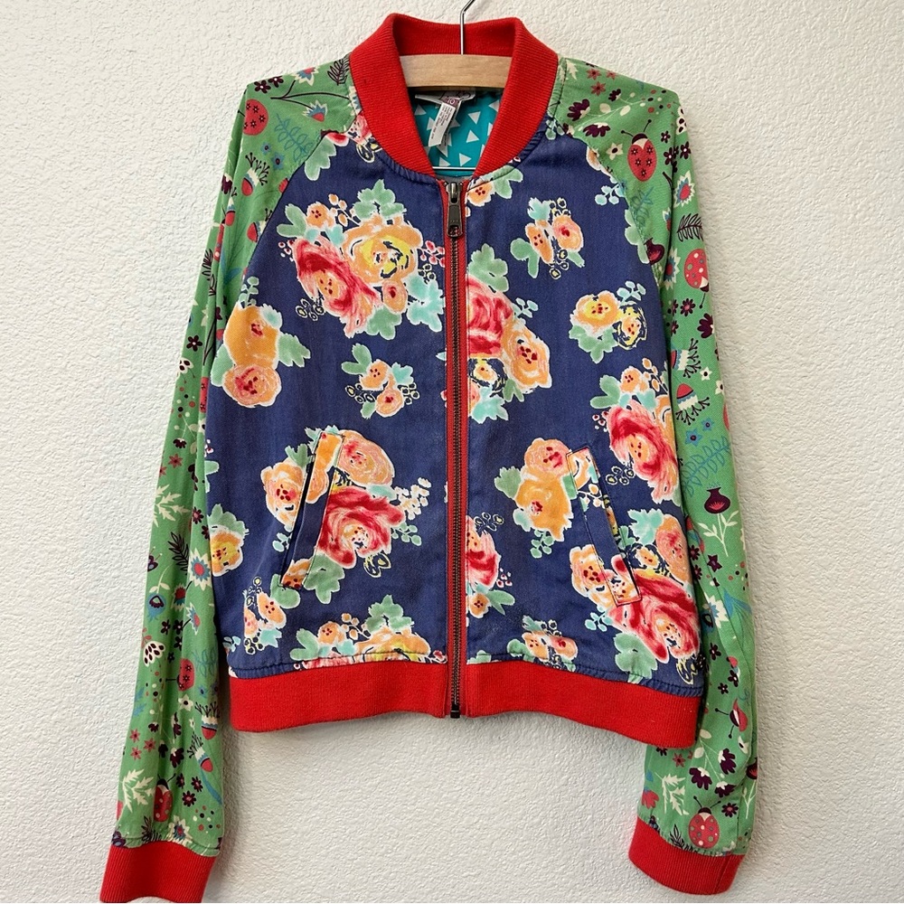 Matilda Jane Cabin Night Bomber Jacket Mixed Print Size 10 - Picture 1 of 4